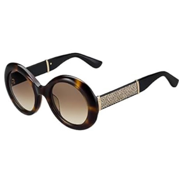 Jimmy Choo Wendy/S 16YS1 Havana GlitterBlack Round Sunglasses - Picture 1 of 16